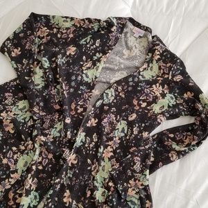 LulaRoe Sarah floral grey unicorn duster sweater